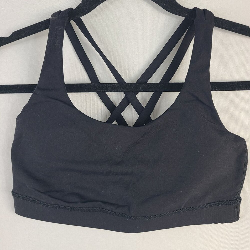 Lululemon Black Sports Bra Strappy Back Size 4 Removable Pads EUC